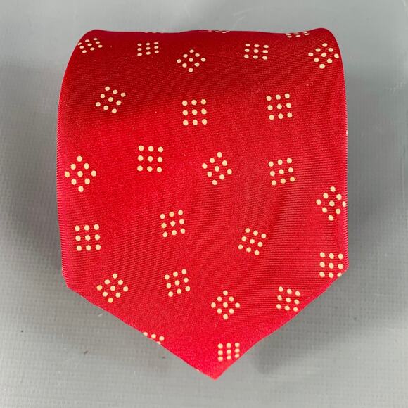 PAUL SMITH Red Beige Dots Silk Tie - Picture 1 of 4